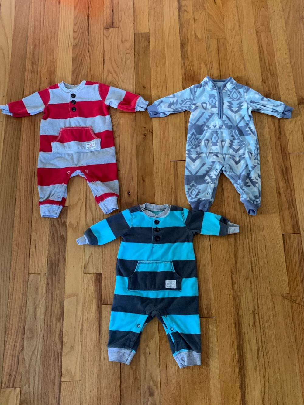 Lot of 3 Carter’s Baby Boy 3m Fleece Jumpsuits